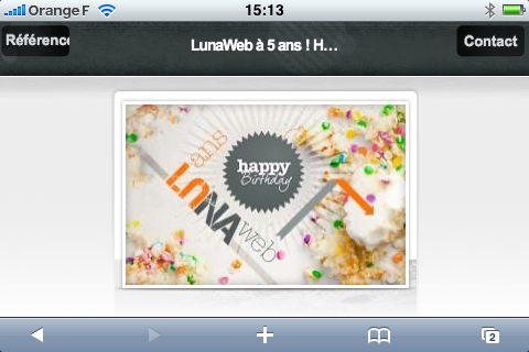 site lunaweb sur iphone en mode horizontal