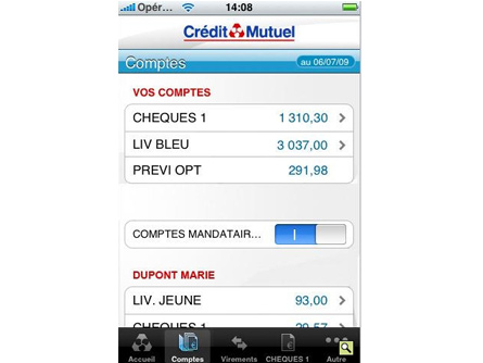 App iPhone Crédit Mutuel