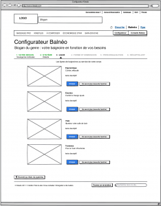 Maquette ergonomique de page Web, sous la forme d'un wireframe