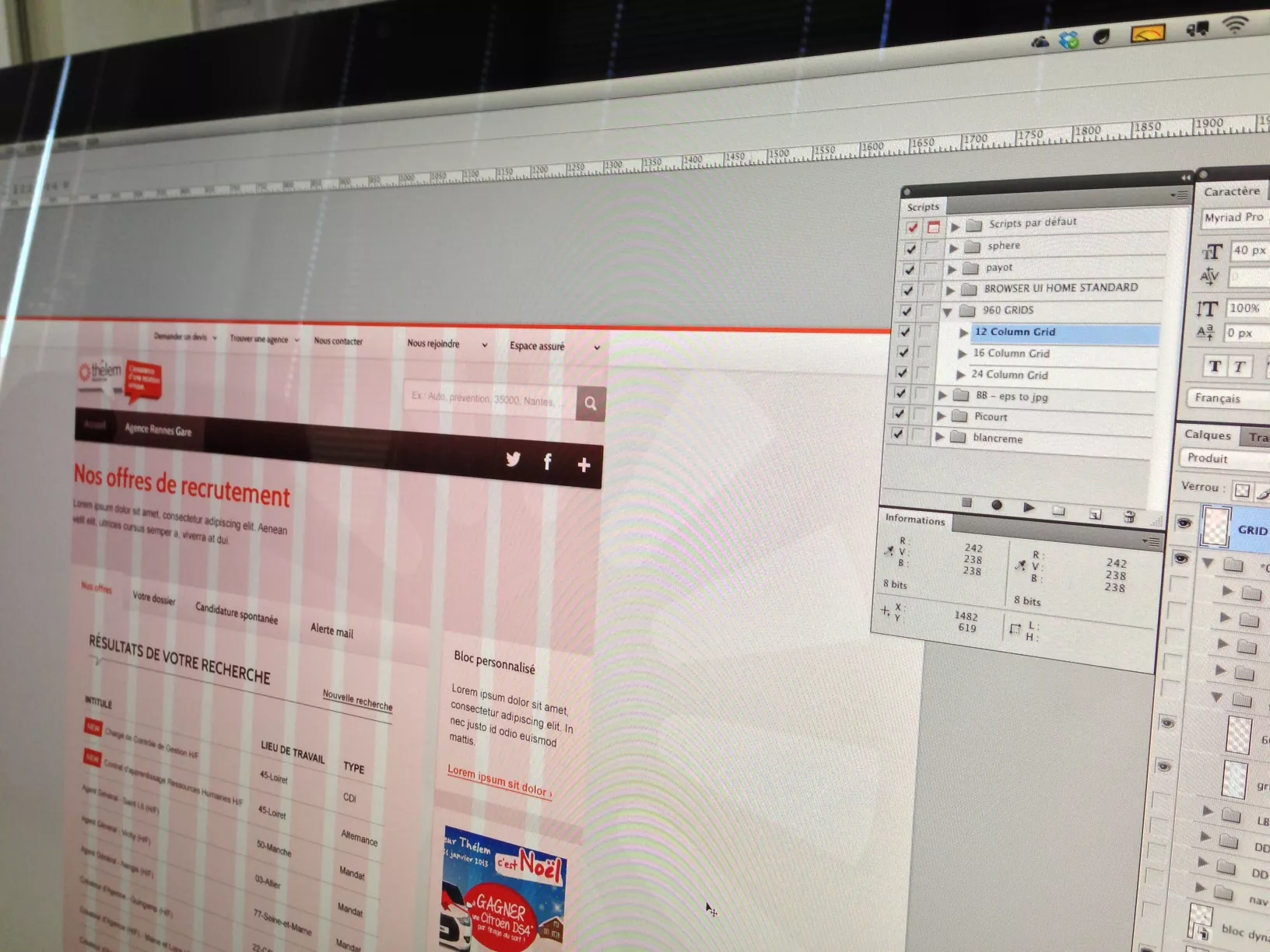 Utilisation des grilles lors du maquettage du site Thélem Assurances