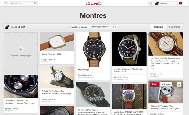 Une galerie Pinterest, pour conserver ses coups de cœur sur le Web