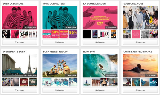 La page Pinterest de Sosh