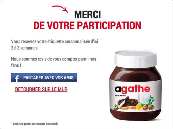 exemple de personnalisation avec la marque Nutella - LunaWeb