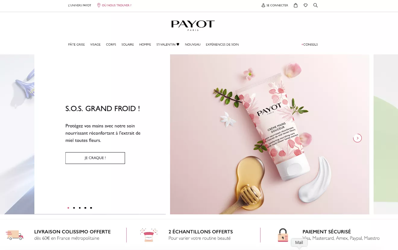 site-ecommerce-Payot-cosmétique