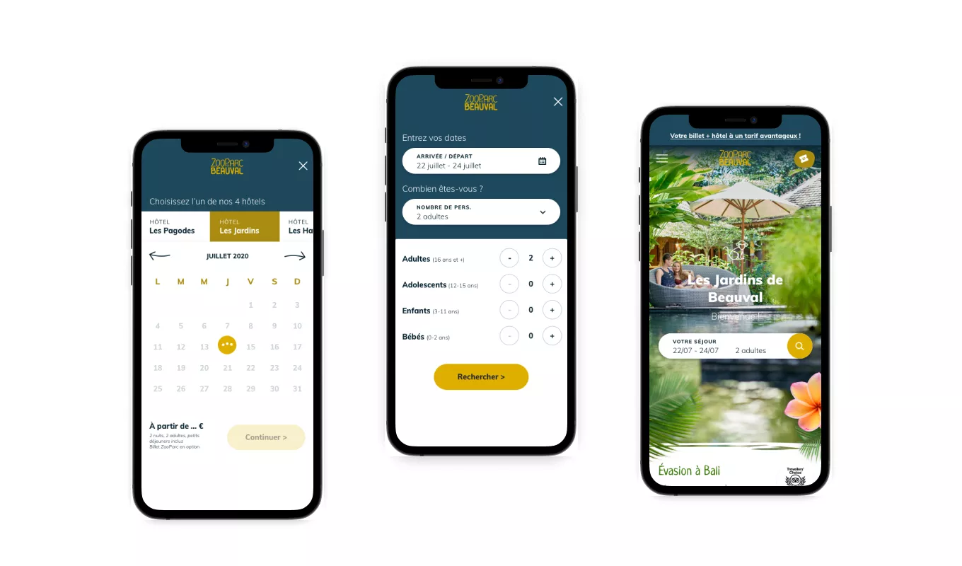 version mobile site hôtels de Beauval