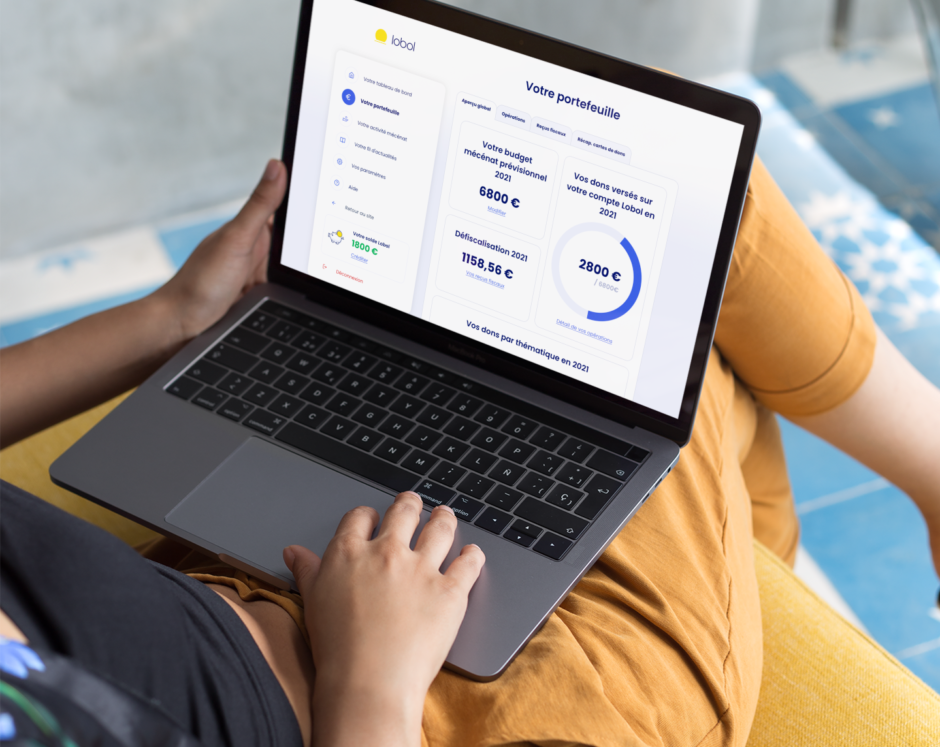 Espace connecté de l'interface donateur Lobol
