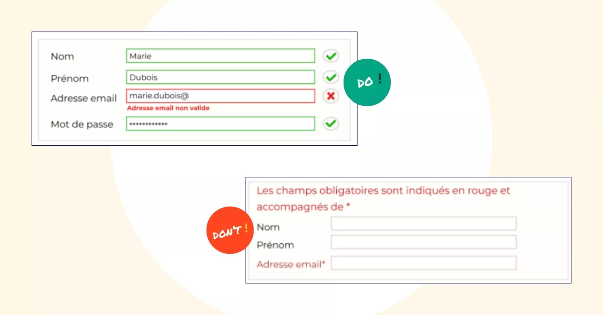 Exemples de formulaires pour l'accessibilité web