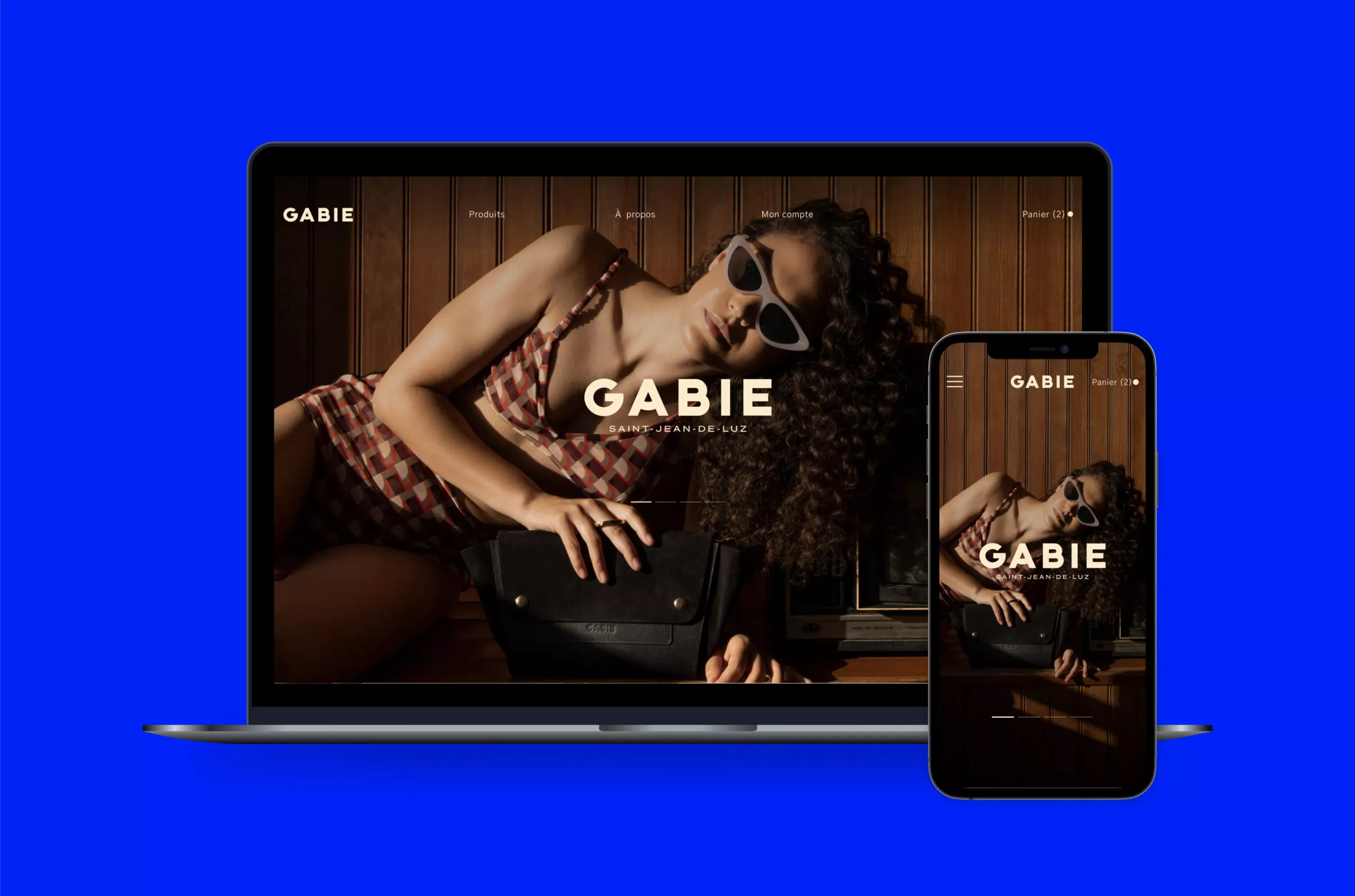 Gabie Maroquinerie mobile + desktop mockup